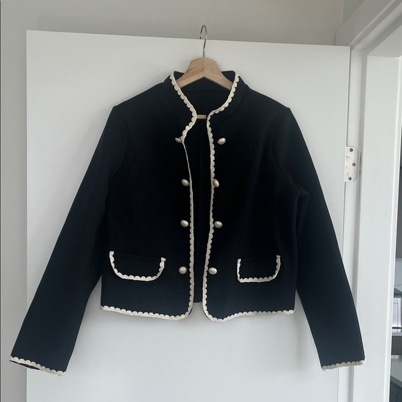 CHANEL Jackets & Blazers - Classic Black Jacket with off White Trim
